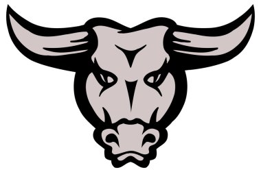 Beyaz arka planda bir boğa başı.