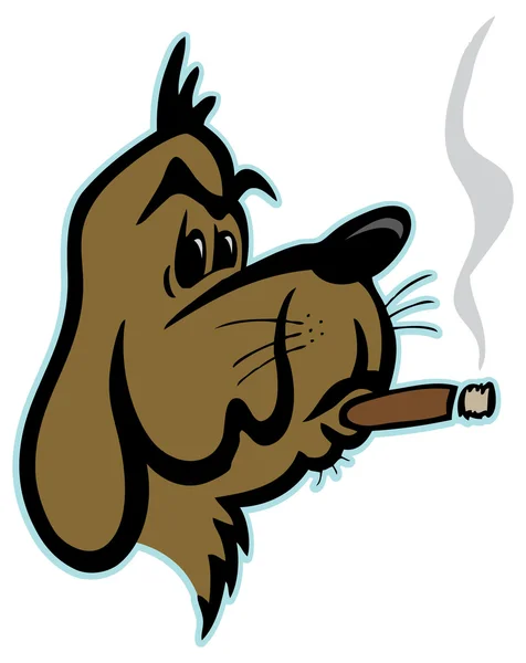Cão com cachimbo de fumar — Vetor de Stock
