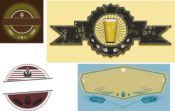 Sæt af vintage logo skabeloner til øl hus – Stock-vektor