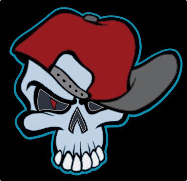 Skull wearing hat clipart