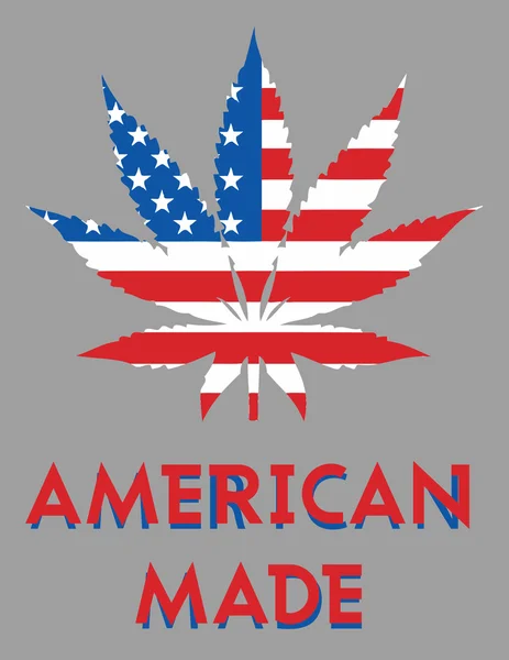 Símbolo da marijuana com as cores da bandeira dos EUA . — Vetor de Stock