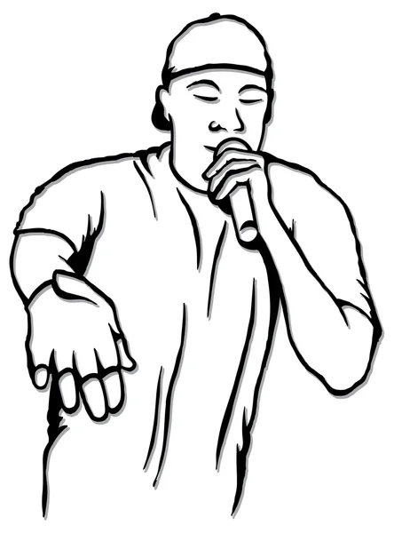 Czarno-biały schemat wokalistka rap — Wektor stockowy
