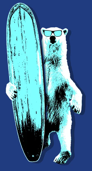 Cool White Bear och Surfing — Stock vektor