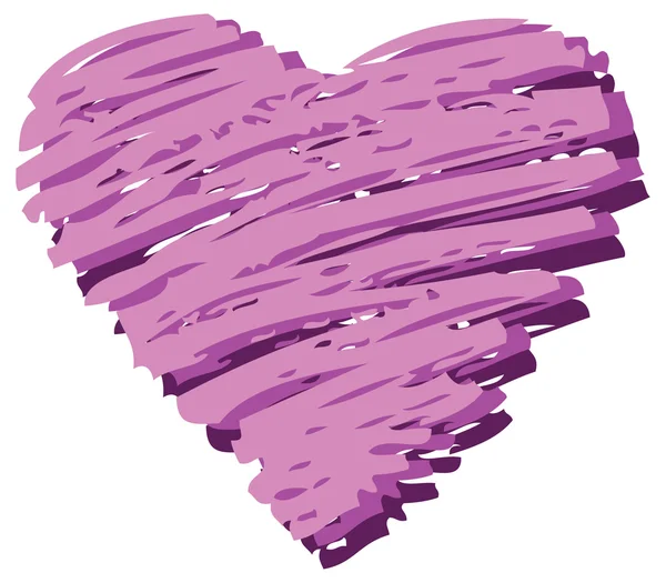 Purple Scribble mano disegnato Grunge Cuore — Vettoriale Stock