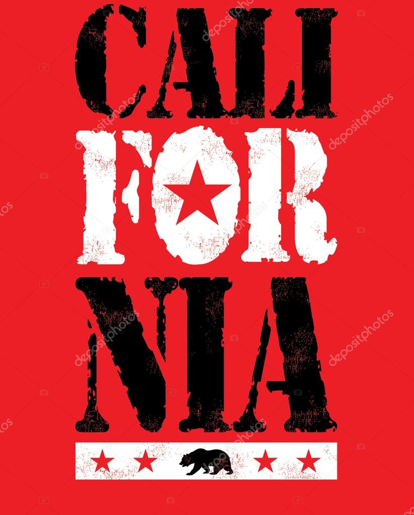 CALIFORNIA sign with stars and bear