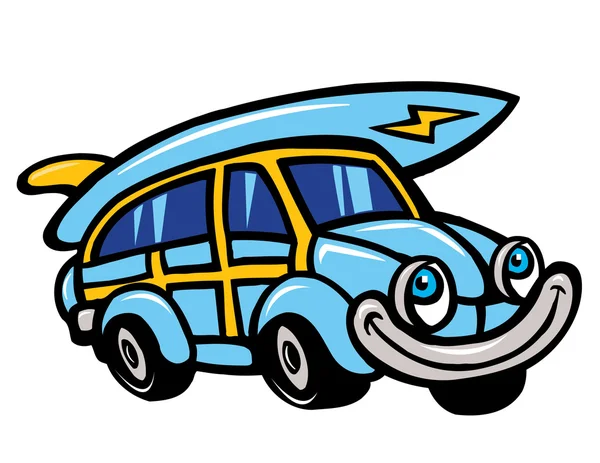 Car with surf board — Stock Vector