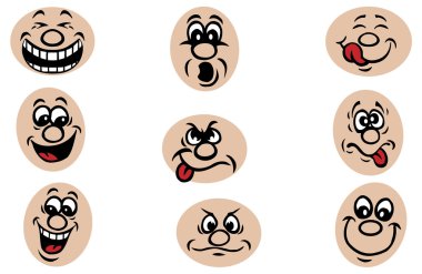 Set of funny faces clipart svg vector 