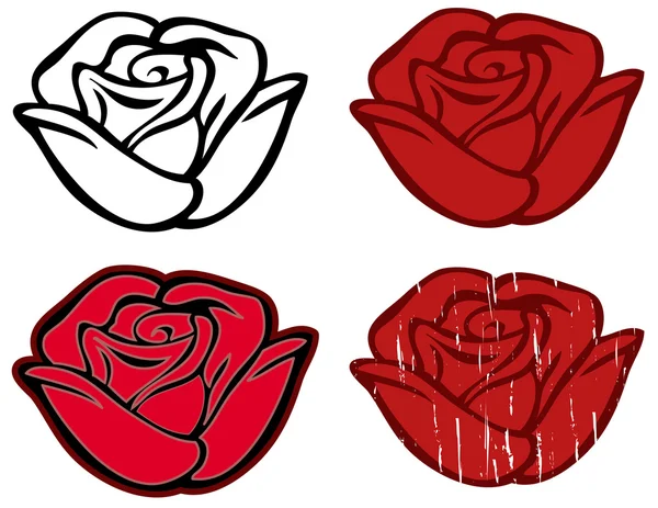Ensemble de quatre roses — Image vectorielle