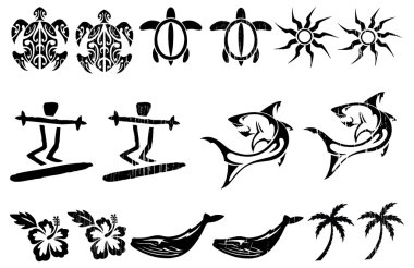 set of islands tattoos clipart