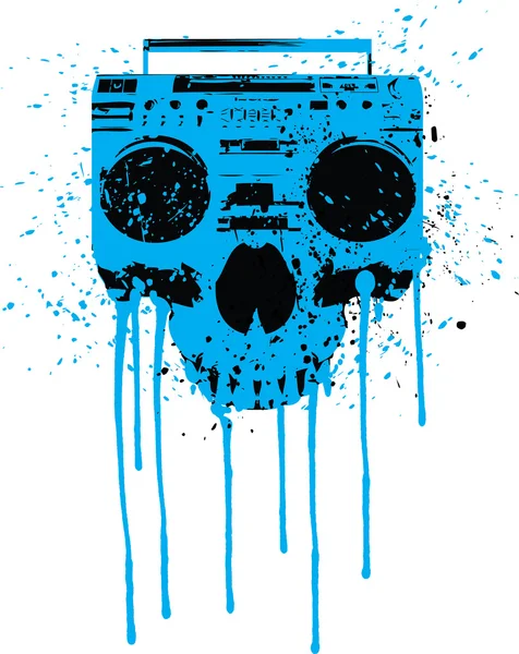 Blauwe radio schedel — Stockvector