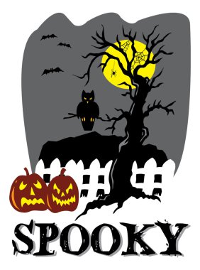 ürkütücü baykuş Cadılar Bayramı illüstrasyon