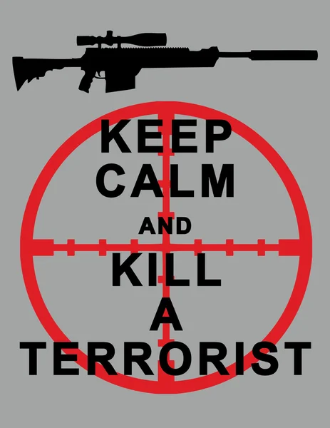 Mantenere la calma e uccidere testo terroristico — Vettoriale Stock