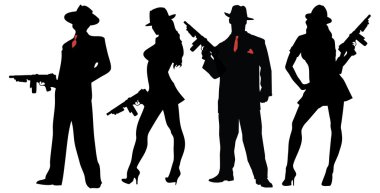 gangsters people with guns clipart