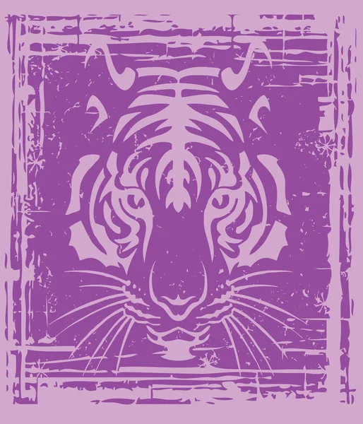 Tigre rose visage fond — Image vectorielle