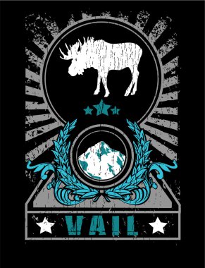 Vail, Colorado kelime grunge dağ zemin üzerine
