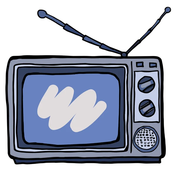TV azul con dos antenas — Vector de stock