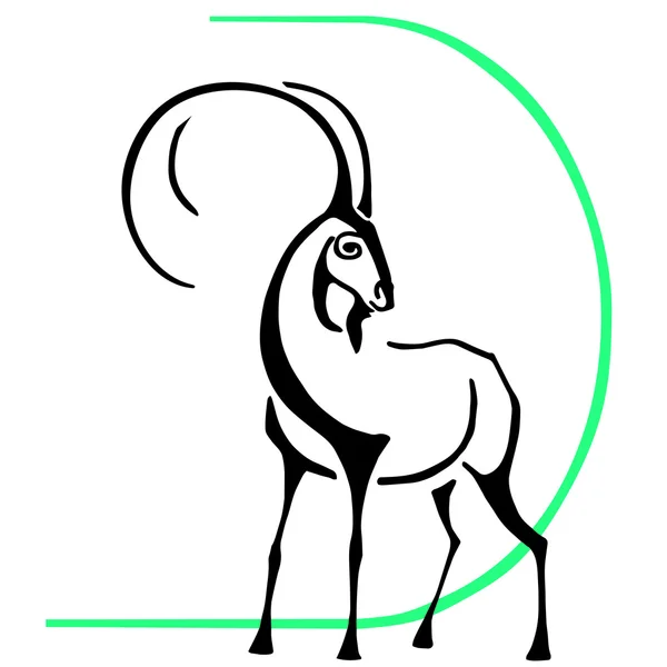 Rohatá koza stojící — Stockový vektor