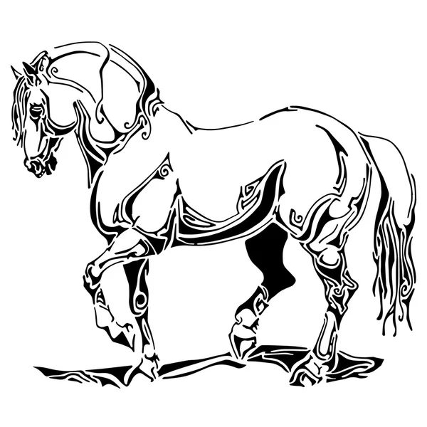 Vackra häst vågor fot — Stock vektor
