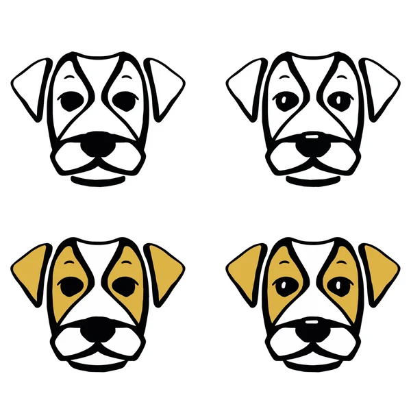 Vier grappige hond hoofd Jack Russell Terriër — Stockvector