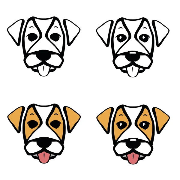 Čtyři legrační psí hlavu Jack Russell Terrier — Stockový vektor