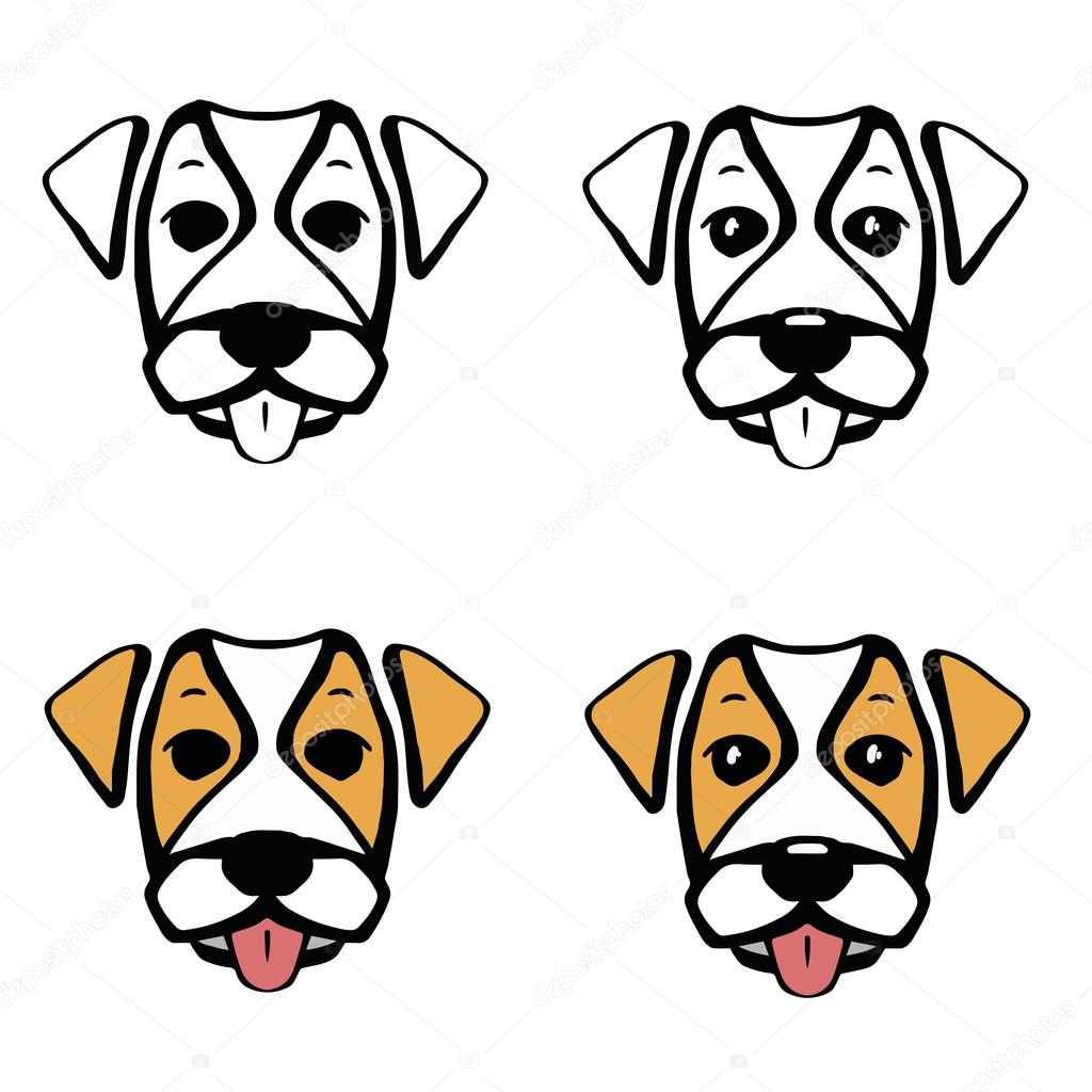 Four funny dog's head Jack Russell Terrier