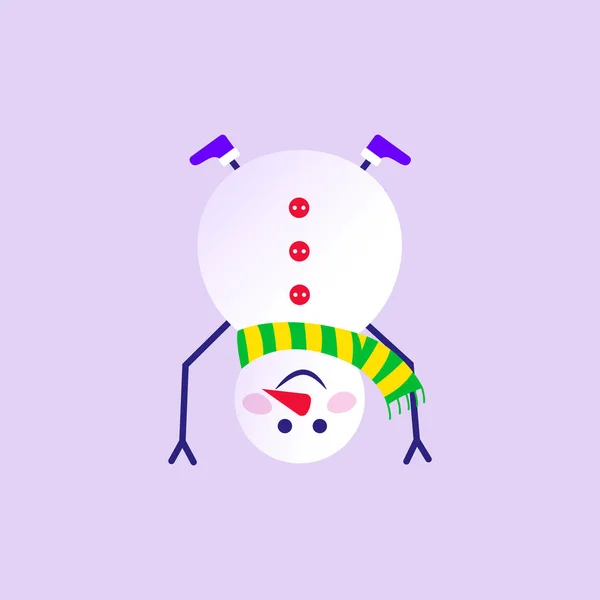 Frohe Weihnachten Süße Grußkarte Mit Schneemann Mit Mütze Und Schal — Stockvektor