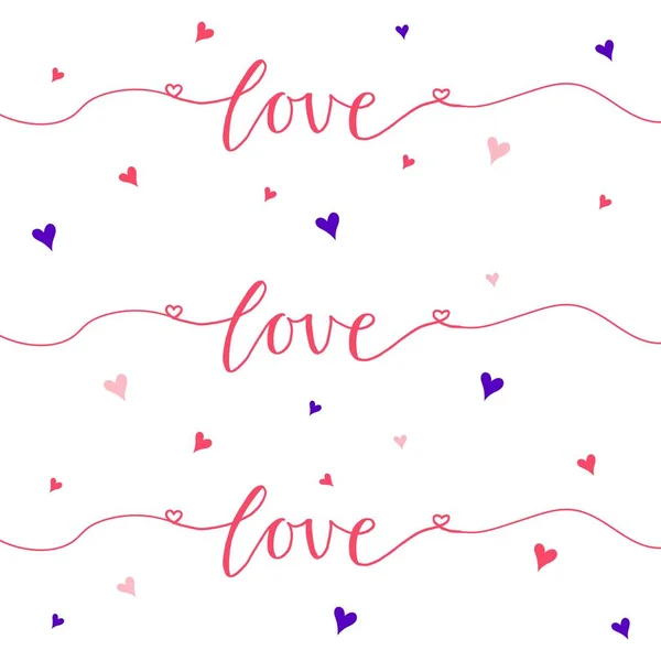 Sevgililer Günü Tebrik Kartı Sevgililer Günü Için Kalp Aşk Desenli — Stok Vektör