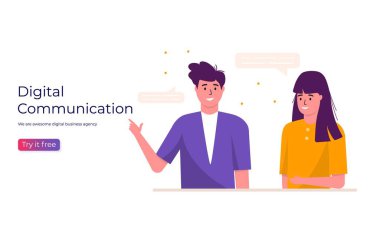 Projede çalışan insanlar. İş konusu, sosyal medya ağı ve dijital iletişim konsepti, rapor, broşür, broşür, broşür, broşür için web sayfası şablonu indirme. Moda vektör biçimi