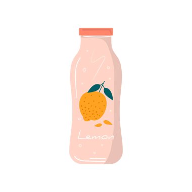 Meyve ve meyveli limon suyu ikonu. Vejetaryen limonata ve sağlıklı detoks kokteylleri. Sebzeli kokteyller, meşrubatlar ve meyve suyu barı için ferahlatıcı vitamin içecekleri. Vektör eğilimi