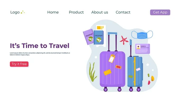 Plantilla Landing Page Material Viaje Para Turismo Aventura Viajes Diseño — Archivo Imágenes Vectoriales