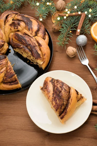 Chocolat Grand Mère Noël Sous Forme Une Couronne Sirop Orange — Photo