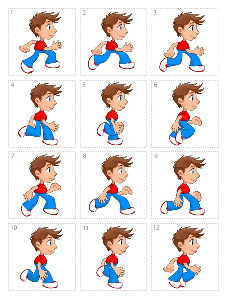 Animation de running boy, douze images — Image vectorielle