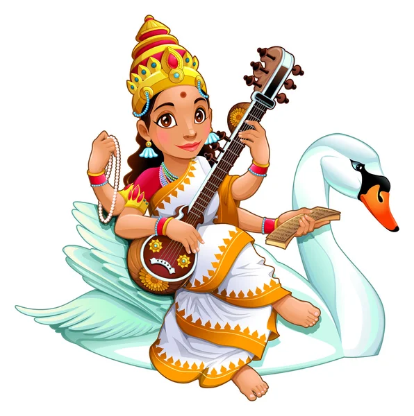 Saraswati, hinduskiej bogini — Wektor stockowy