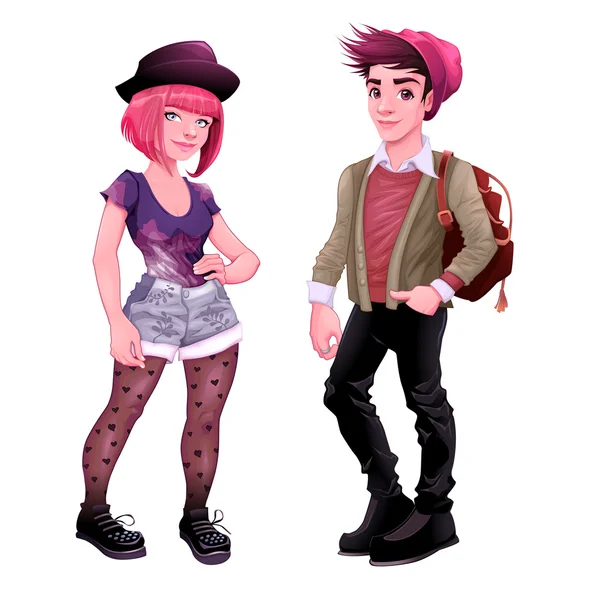 Mode junge Charaktere — Stockvektor