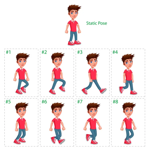 Animation of boy walking. — Stock Vector