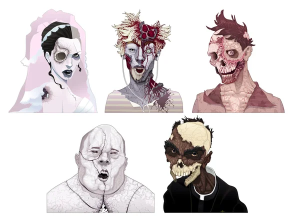 Zombie portretten — Stockvector
