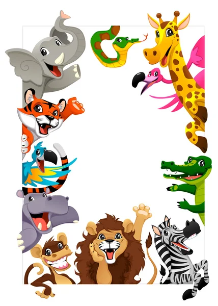 Vicces állatok csoportja, dzsungel Stock Illusztrációk