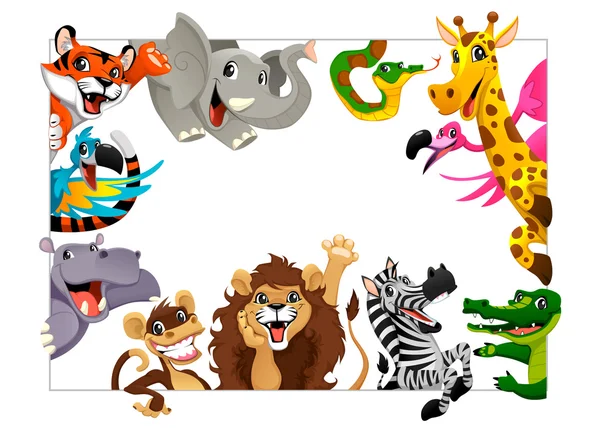 Funny group of Jungle animals — Stock Vector