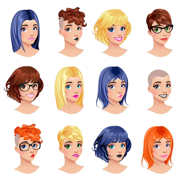 Módní ženské avatary — Stockový vektor