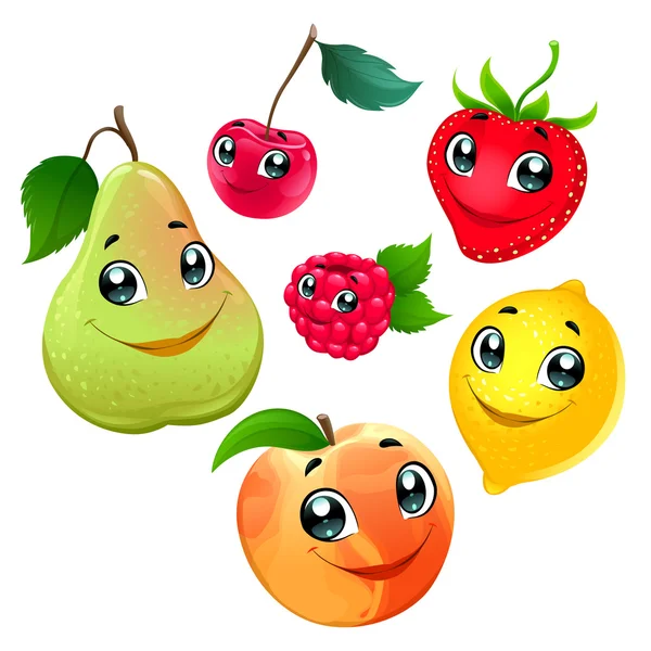 Familia de frutas divertidas — Vector de stock