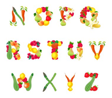 Alfabe meyve ve sebze, ikinci bölümü tarafından oluşturulmuş