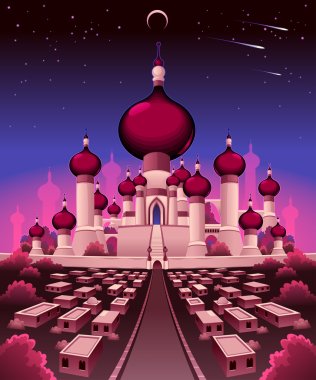 Arabian castle in the night clipart