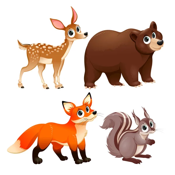 Funny animals of the wood — Stock Vector