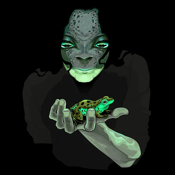 Metamorfoz, canavar adam bir kurbağa ile — Stok Vektör