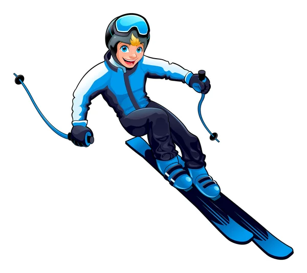 Jonge skiër — Stockvector