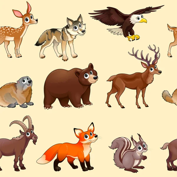 Cartoon berg dieren patroon — Stockvector