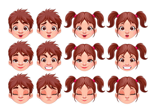 Different expressions of boy and girl