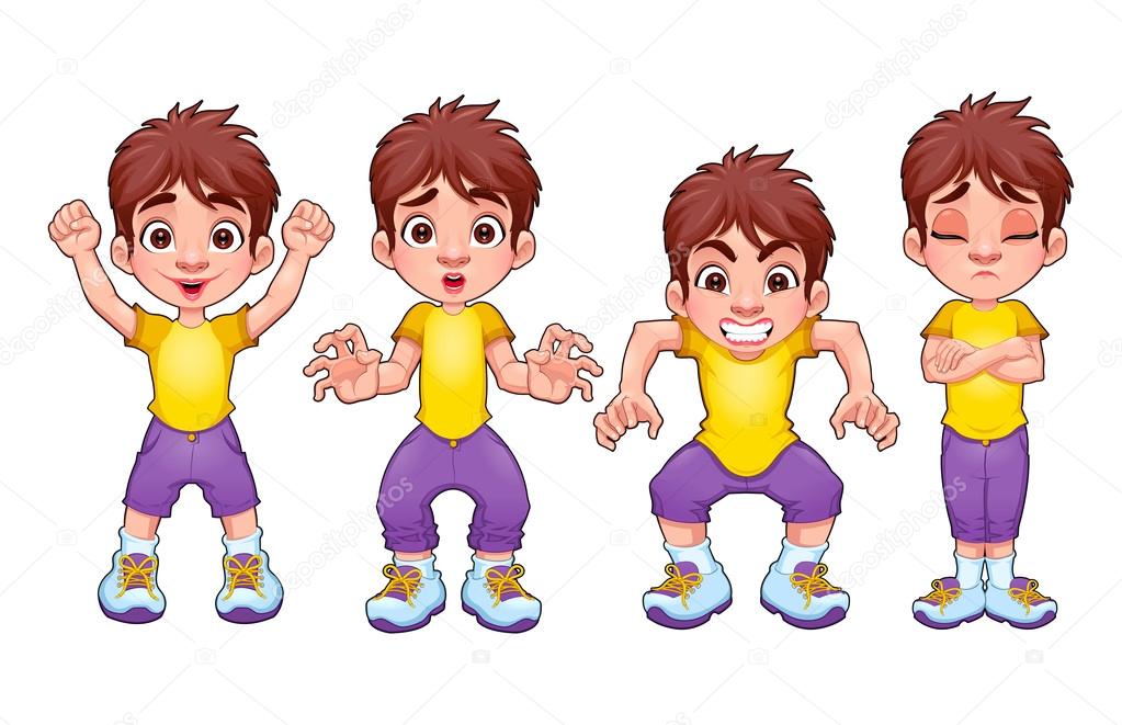 Four poses of the same child, in different expressions