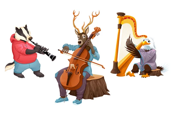 Musician cartoon animals — Stock Vector
