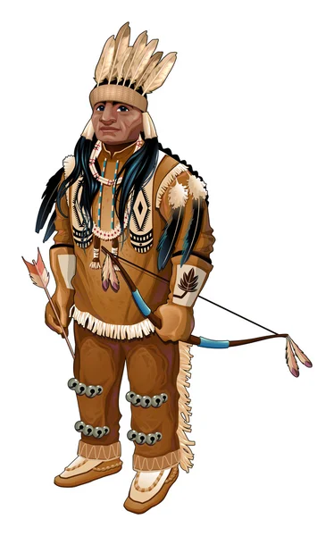 用弓和箭的美国原住民 — 图库矢量图片